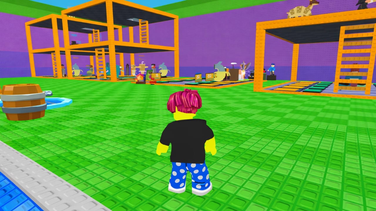 Survive Lava for Brainrots — base area with multi-floor structures and collectibles