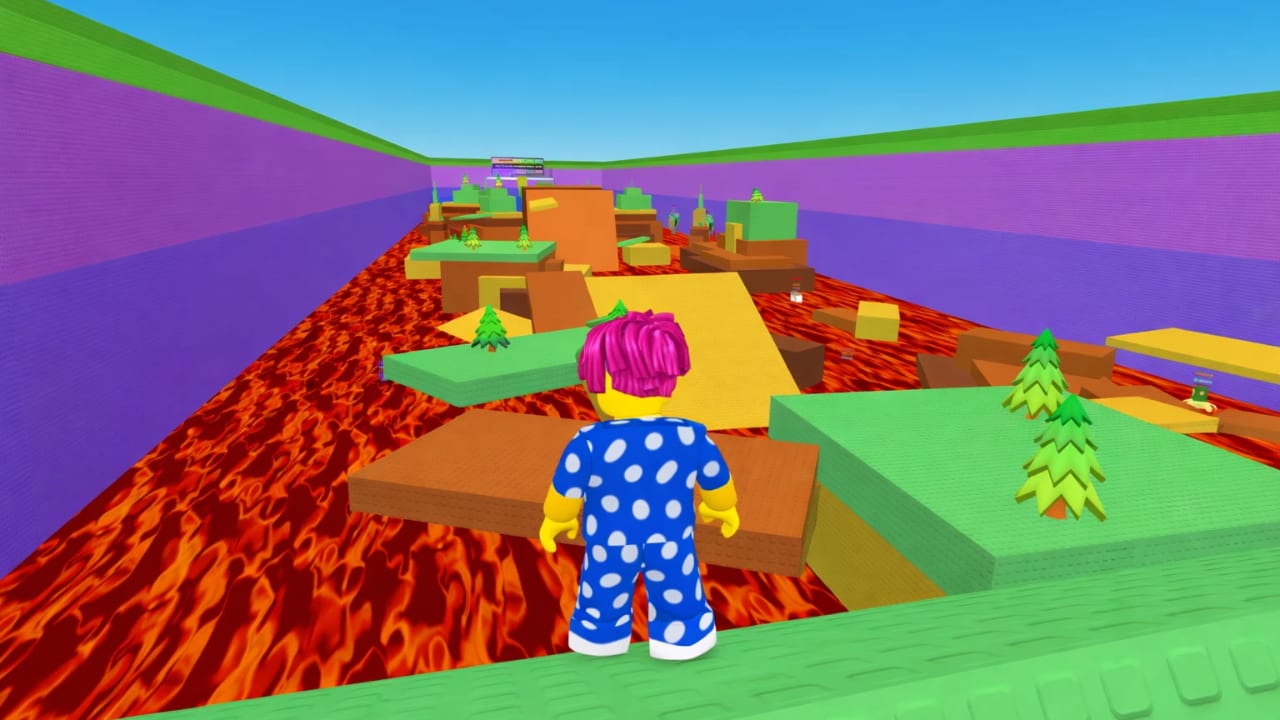 Survive Lava for Brainrots — sprinting across platforms above rising lava