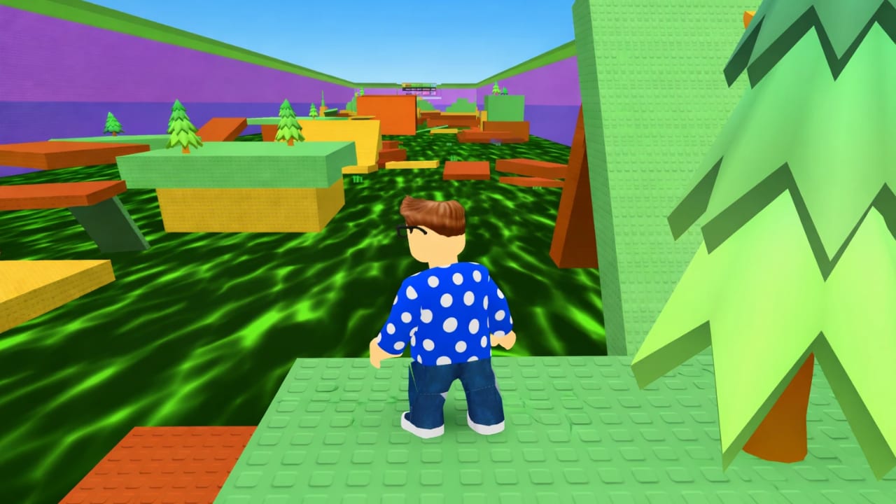 Survive Lava for Brainrots — obstacle course run through trees and platforms